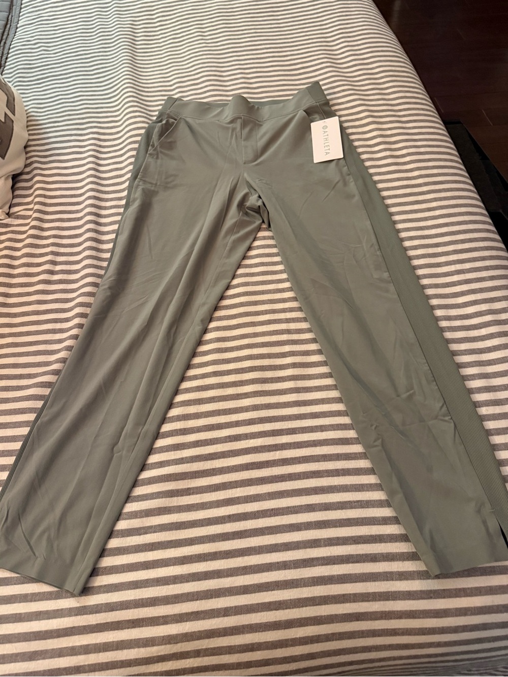 Athleta Sage Green Straight-Leg Track Pants